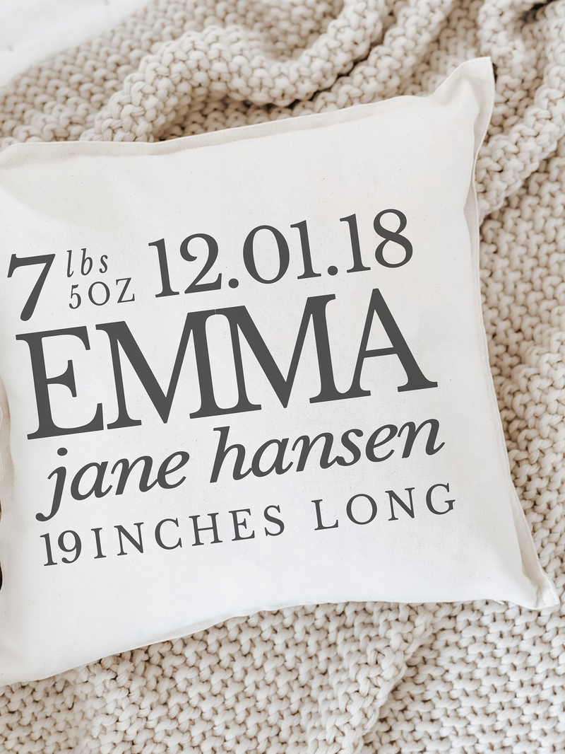 Personalized Birth Stats Pillow
