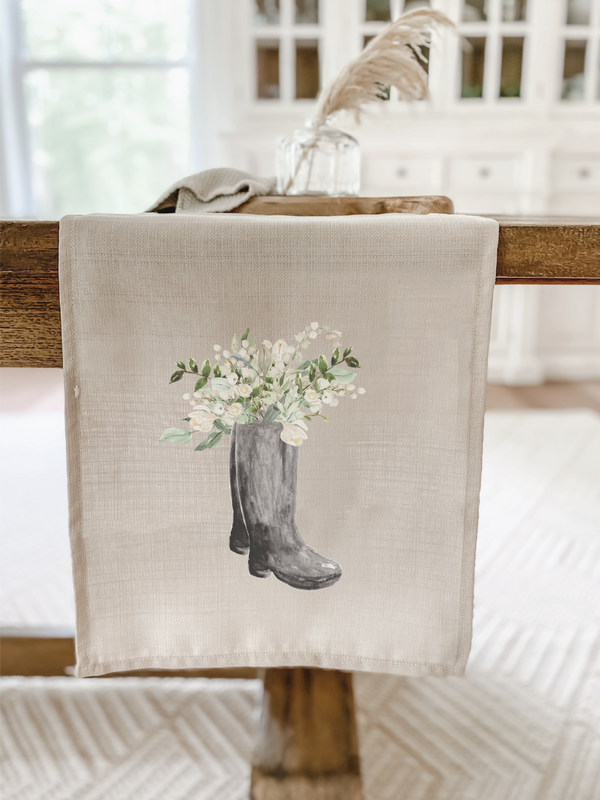 Boots Watercolor Table Runner