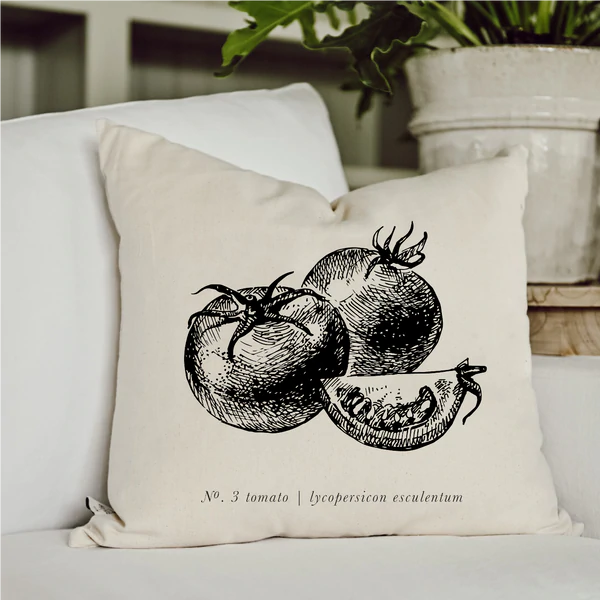 Fruits/Veggies Black + White Pillow