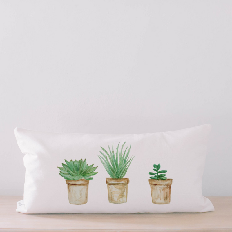 Succulent Pots Lumbar Pillow