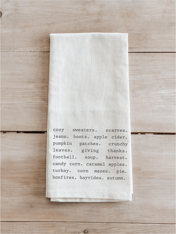 Fall Things Tea Towel