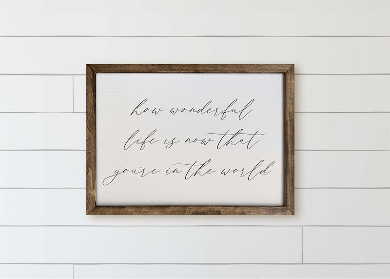 How Wonderful Life Is Wood Framed Sign