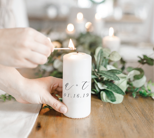 Personalized Two Initials and Date Candle