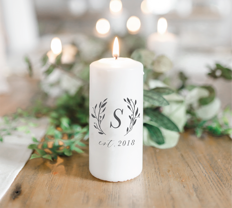 Personalized Initial with Laurels Candle