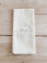 Personalized Last Name with Laurel Tea Towel