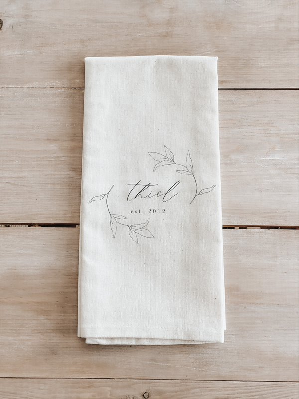 Personalized Last Name with Laurel Kitchen Towel