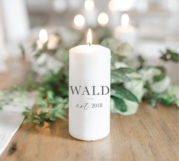 Personalized Last Name with Line Candle