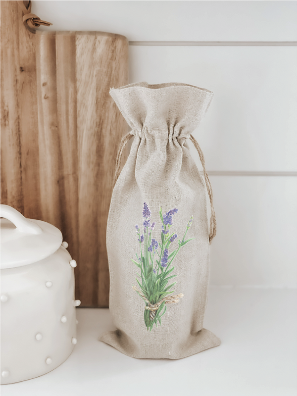 Lavender Watercolor Wine Bag