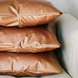 Handmade copper metallic leather throw pillow