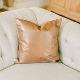 Handmade copper metallic leather throw pillow