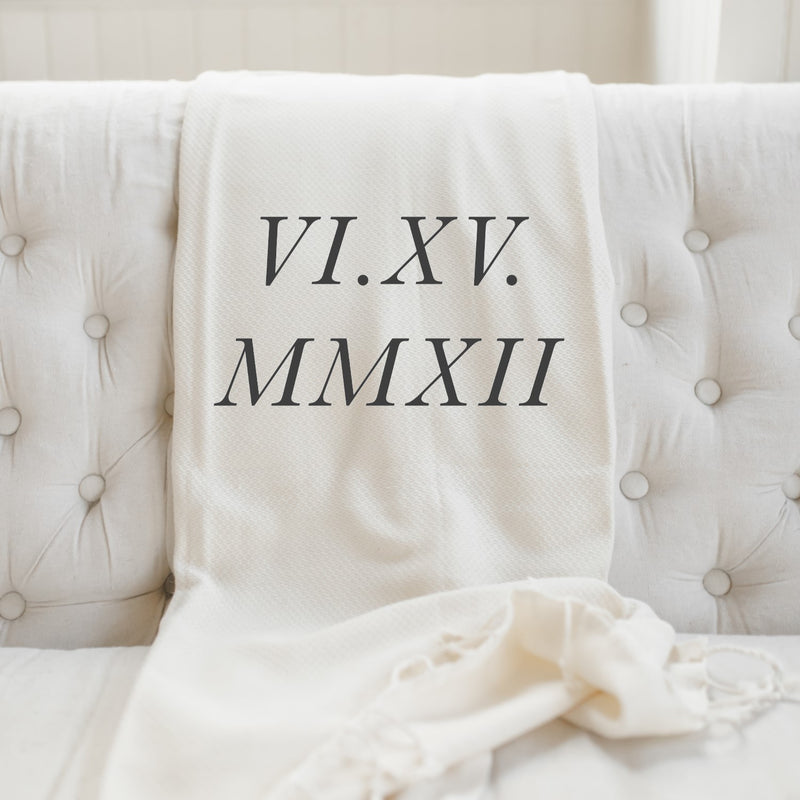Personalized Roman Numerals Throw Blanket