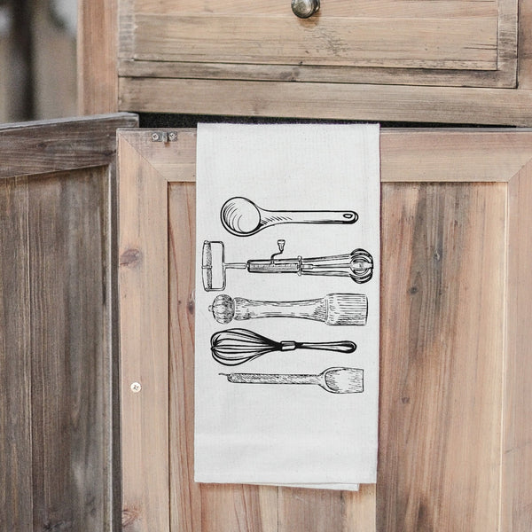 Utensils Folded Tea Towel